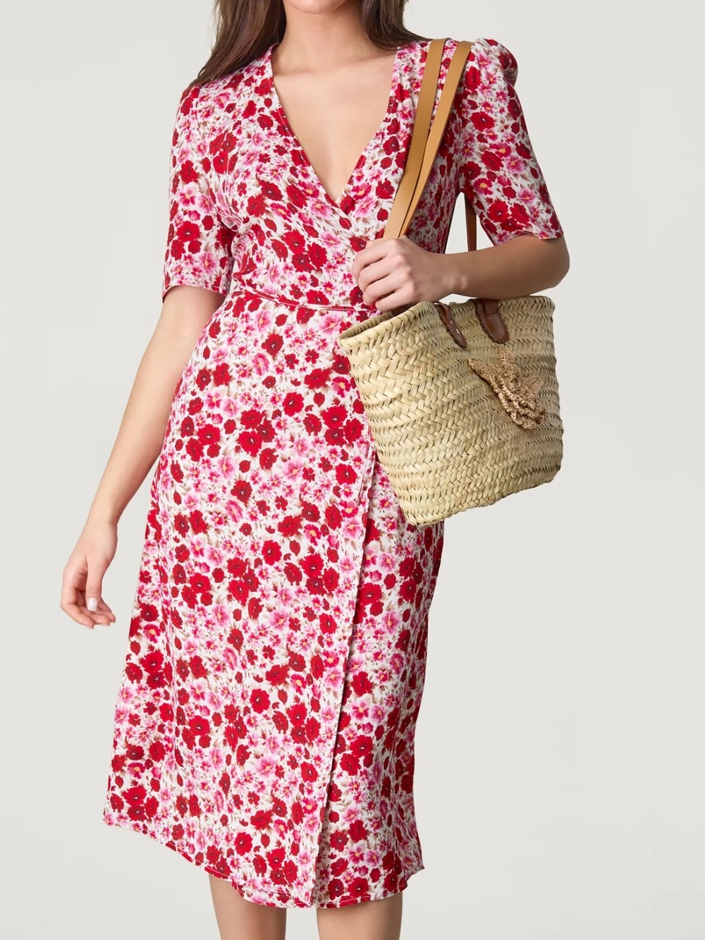 Rouje Aster Gabin Red and White Floral Wrap Dress